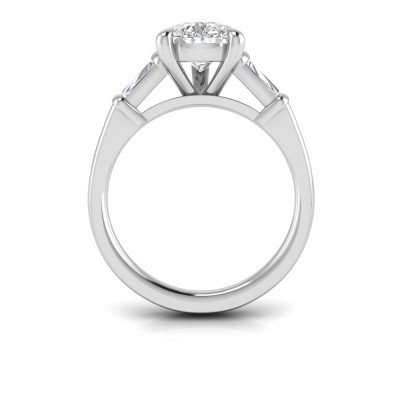 3.10 Ctw Pear CZ & Tapered Baguette Engagement Ring