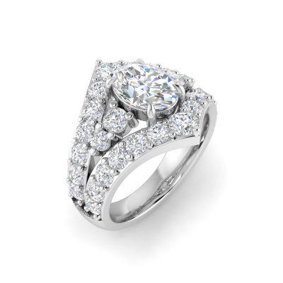 3.60 Ctw Oval Moissanite Tiara Anniversary Cocktail Ring