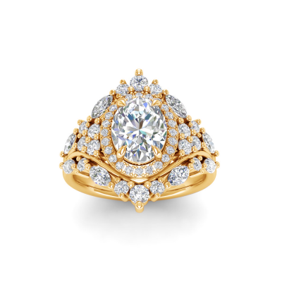 2.45 Ctw Oval Moissanite Crown Anniversary Cocktail Ring