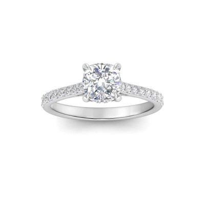 1.30 Ctw Cushion Diamond Hidden Halo Timeless Pavé Engagement Ring