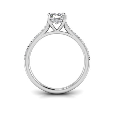 1.30 Ctw Cushion Diamond Hidden Halo Timeless Pavé Engagement Ring