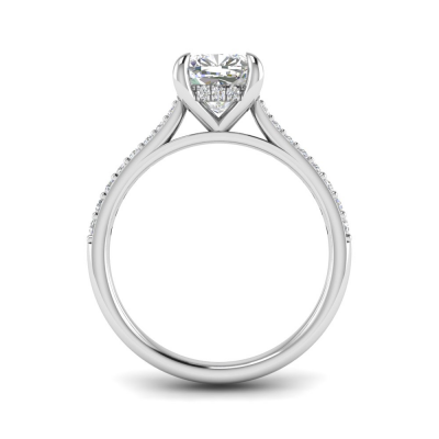 2 Ct Cushion Lab Diamond & .30 Ctw Diamond Hidden Halo Timeless Pavé Engagement Ring