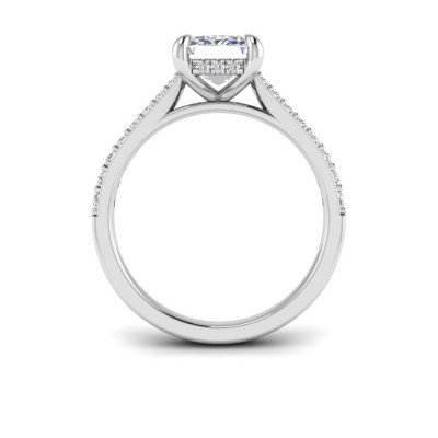 2 Ct Emerald Lab Diamond & .30 Ctw Diamond Hidden Halo Timeless Pavé Engagement Ring