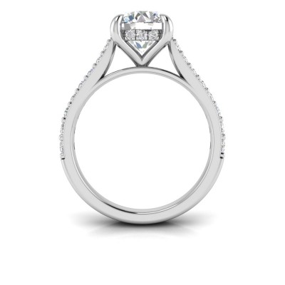 2 Ct Round Moissanite & .30 Ctw Diamond Hidden Halo Timeless Pavé Engagement Ring