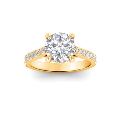 2 Ct Round Lab Diamond & .30 Ctw Diamond Hidden Halo Timeless Pavé Engagement Ring