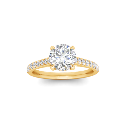2 Ct Round Lab Diamond & 0.30 Ctw Diamond Hidden Halo Timeless Pavé Engagement Ring