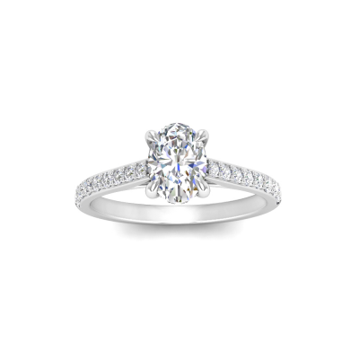 1 Ct Oval Lab Diamond & 0.25 Ctw Diamond Hidden Halo Timeless Pavé Engagement Ring