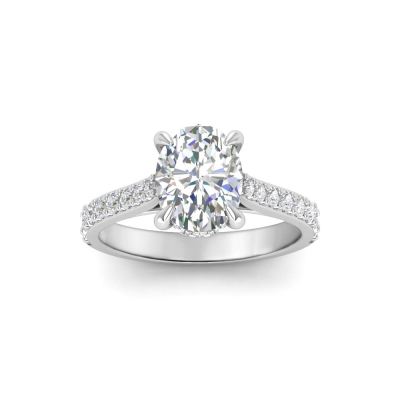2.25 Ctw Oval CZ Hidden Halo Timeless Pavé Engagement Ring