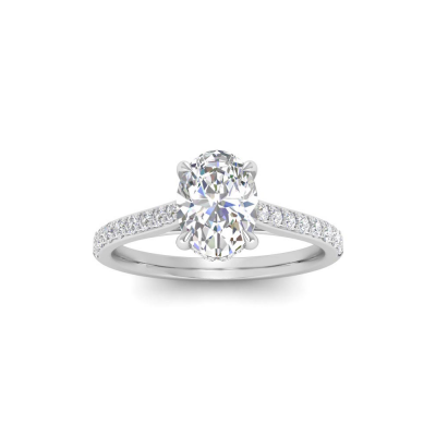 4.34 Ctw Oval CZ Hidden Halo Timeless Pavé Engagement Ring