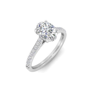 1 Ct Oval Lab Diamond & .25 Ctw Hidden Halo Timeless Pavé Engagement Ring
