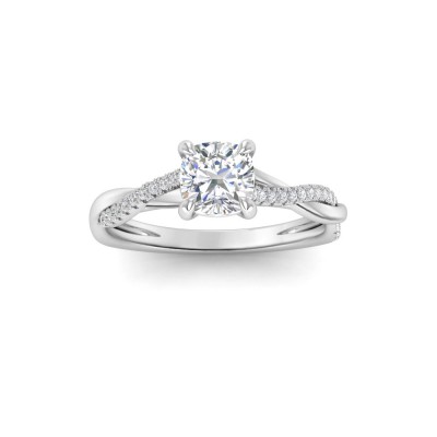 1.14 Ctw Cushion Lab Diamond Twisted Vine Engagement Ring, IGI Certified