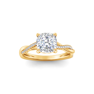 5 Ct Cushion Lab Diamond & 0.14 Ctw Diamond Twisted Vine Engagement Ring