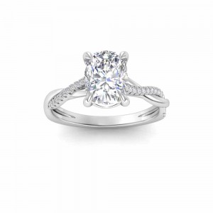 2 Ct Elongated Cushion Moissanite & 0.14 Ctw Diamond Twisted Vine Engagement Ring