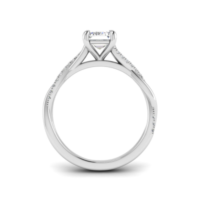 1.64 Ctw Emerald Diamond Twisted Vine Engagement Ring