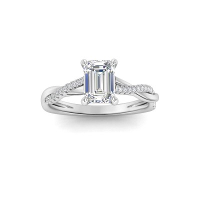 1 Ct Emerald Moissanite & 0.14 Ctw Diamond Twisted Vine Engagement Ring