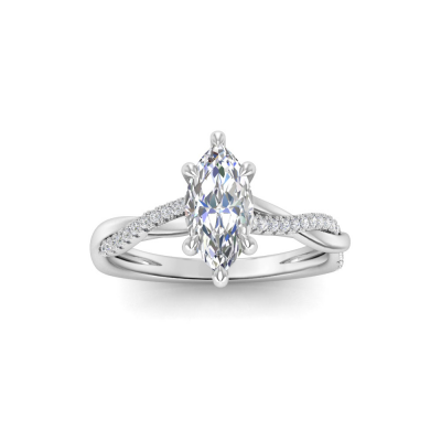 1 Ct Marquise Lab Diamond & 0.14 Ctw Diamond Twisted Vine Engagement Ring