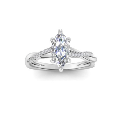 1.64 Ctw Marquise CZ Twisted Vine Engagement Ring