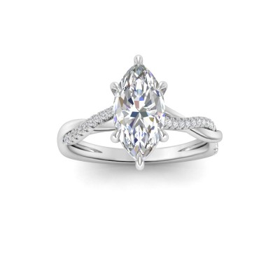 2.14 Ctw Marquise Lab Diamond Twisted Vine Engagement Ring, IGI Certified