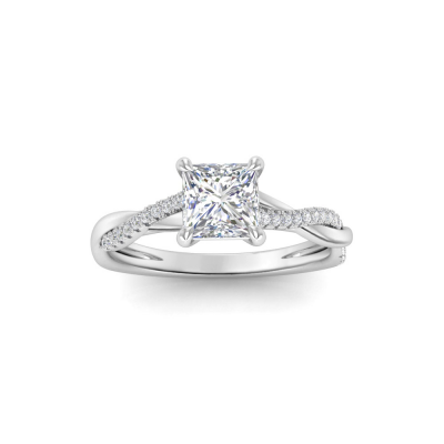 1.5 Ct Princess Lab Diamond & 0.14 Ctw Diamond Twisted Vine Engagement Ring
