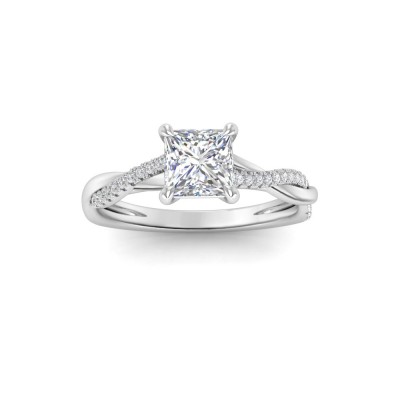1.14 Ctw Princess Lab Diamond Twisted Vine Engagement Ring, IGI Certified