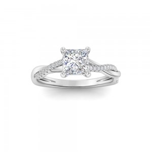 1.64 Ctw Princess Lab Diamond Twisted Vine Engagement Ring, IGI Certified