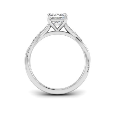 1.14 Ctw Princess CZ Twisted Vine Engagement Ring