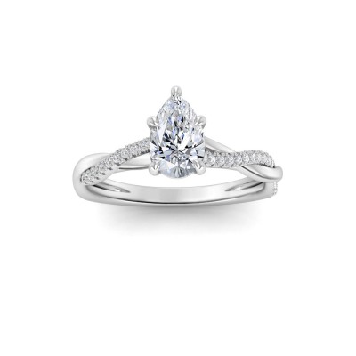 1.14 Ctw Pear Lab Diamond Twisted Vine Engagement Ring, IGI Certified