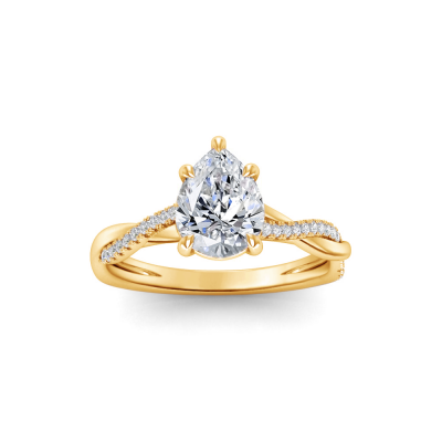 3.5 Ct Pear Lab Diamond & 0.14 Ctw Diamond Twisted Vine Engagement Ring