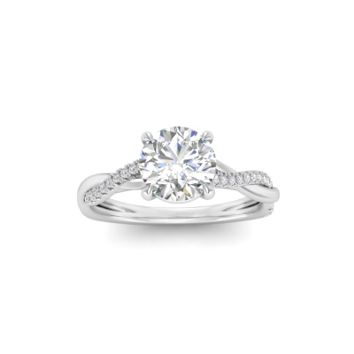 1 Ct Round Lab Diamond & 0.14 Ctw Diamond Twisted Vine Engagement Ring