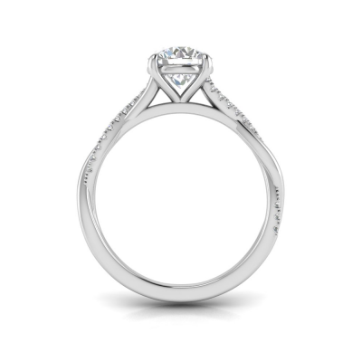 1 Ct Round Lab Diamond & 0.14 Ctw Diamond Twisted Vine Engagement Ring