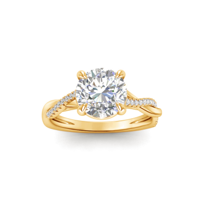 4 Ct Round Lab Diamond & 0.14 Ctw Diamond Twisted Vine Engagement Ring