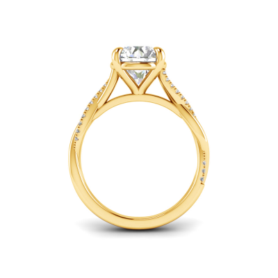 4 Ct Round Lab Diamond & 0.14 Ctw Diamond Twisted Vine Engagement Ring