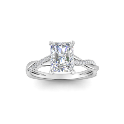 2 Ct Radiant Lab Diamond & 0.14 Ctw Diamond Twisted Vine Engagement Ring