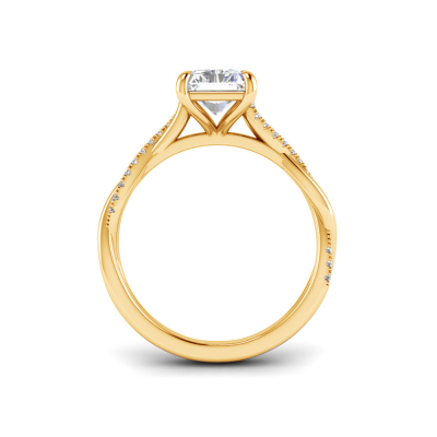 4 Ct Radiant Lab Diamond & 0.14 Ctw Diamond Twisted Vine Engagement Ring