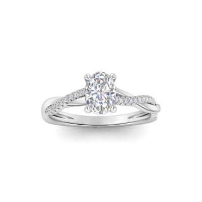 1.5 Ct Oval Moissanite & 0.14 Ctw Diamond Twisted Vine Engagement Ring