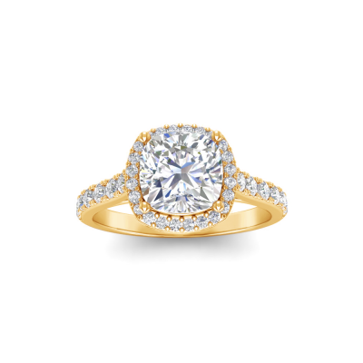 1.41 Ctw Cushion Diamond Pavé Halo Engagement Ring