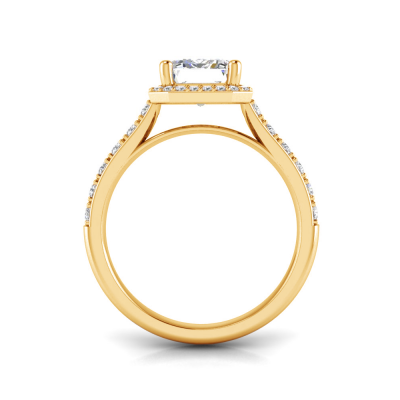 2.41 Ctw Emerald Diamond Pavé Halo Engagement Ring