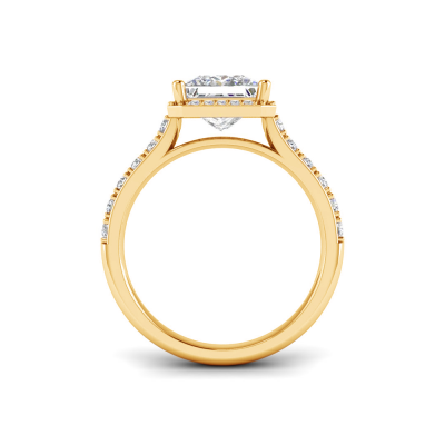 1.41 Ctw Princess Diamond Pavé Halo Engagement Ring