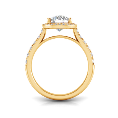 2 Ct Round Lab Diamond & .41 Ctw Diamond Pavé Halo Engagement Ring