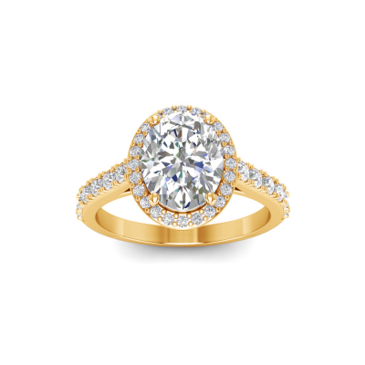 2.41 Ctw Oval Diamond Pavé Halo Engagement Ring