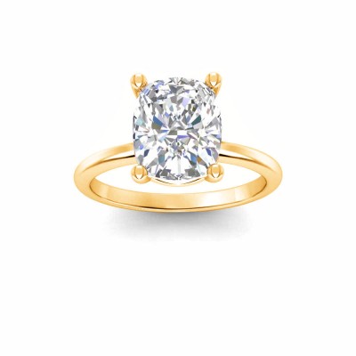 4 Ct Elongated Cushion Lab Diamond Solitaire Engagement Ring