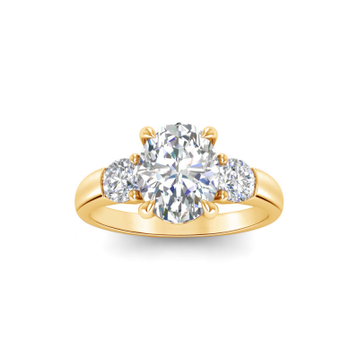 2 Ct Oval Lab Diamond & .96 Ctw Round Diamonds Three Stone Engagement Ring