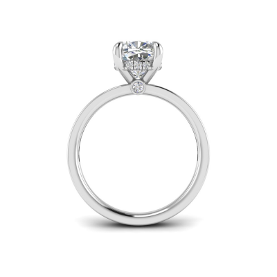 2 Ct Cushion Lab Diamond & .33 Ctw Diamond Surprise Channel Set Hidden Halo Engagement Ring