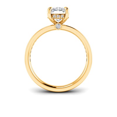2.5 Ct Elongated Cushion Moissanite & 0.33 Ctw Diamond Surprise Channel Set Hidden Halo Engagement Ring