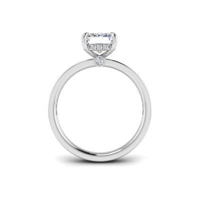 2 Ct Emerald Moissanite & 0.33 Ctw Diamond Surprise Channel Set Hidden Halo Engagement Ring