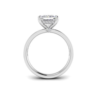 1.5 Ct Princess Lab Diamond & .33 Ctw Diamond Surprise Channel Set Hidden Halo Engagement Ring
