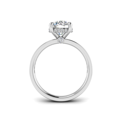 2 Ct Round Moissanite & 0.33 Ctw Diamond Surprise Channel Set Hidden Halo Engagement Ring