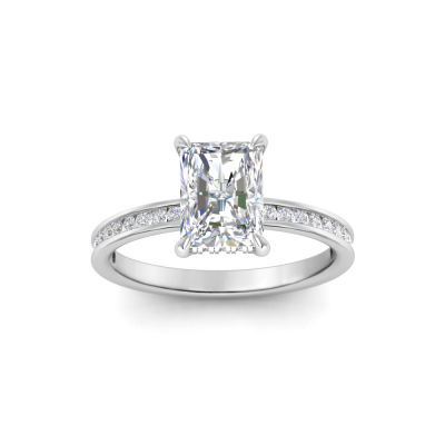 2 Ct Radiant Lab Diamond & .33 Ctw Diamond Surprise Channel Set Hidden Halo Engagement Ring
