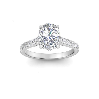 2 Ct Oval Moissanite & .42 Ctw Diamond Gala Hidden Halo Engagement Ring