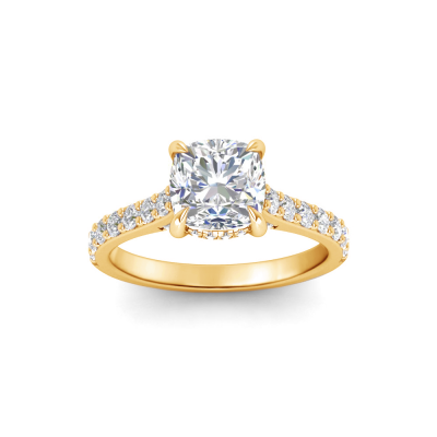 1.42 Ctw Cushion Diamond Gala Hidden Halo Engagement Ring